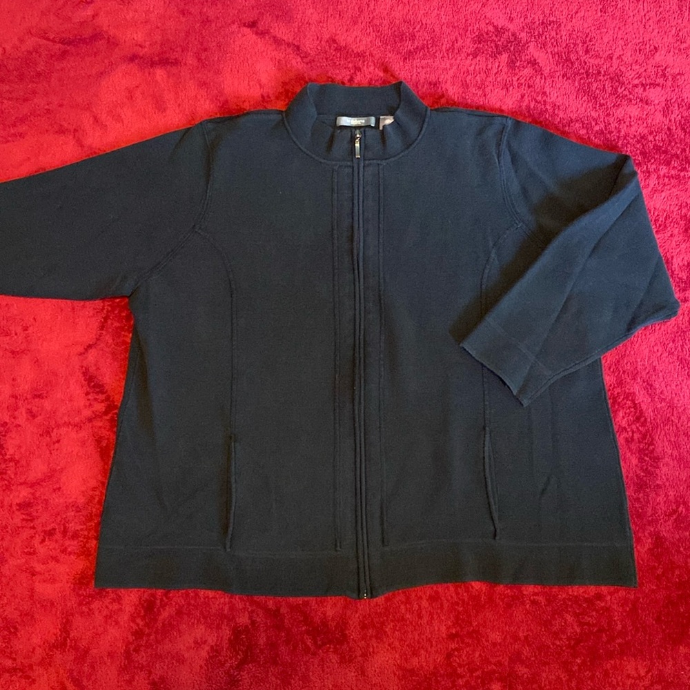 Liz Claiborne Collection Women's Black Knit Full Zip Cardigan Sweater, Petite 3